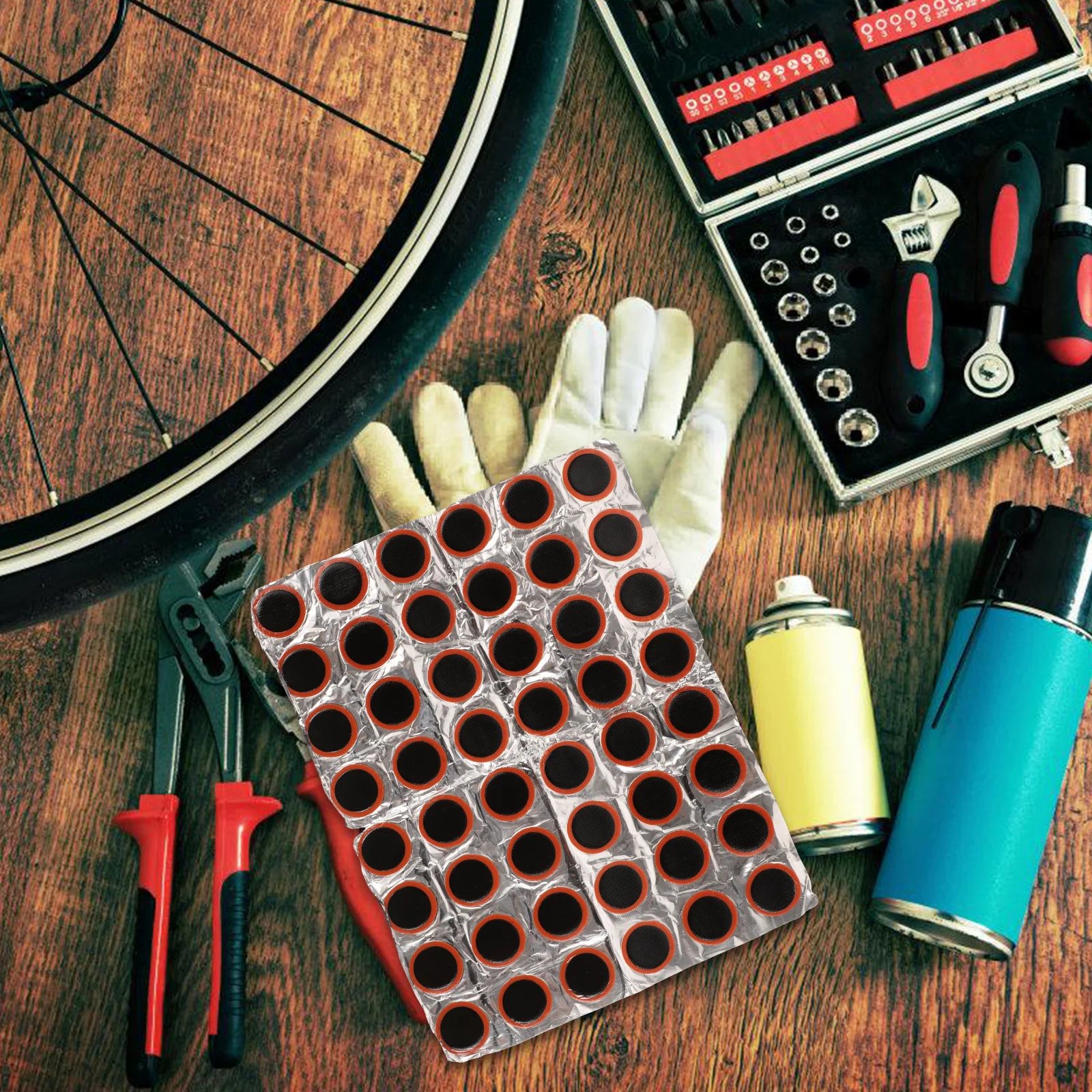 طقم تصحيح أنبوب الدراجات مكون من 48 قطعة - رقع إطارات عالية الجودة لإصلاح الأنبوب الداخلي للدراجة، ملصقات لاصقة مقاومة للماء تدوم طويلاً #1