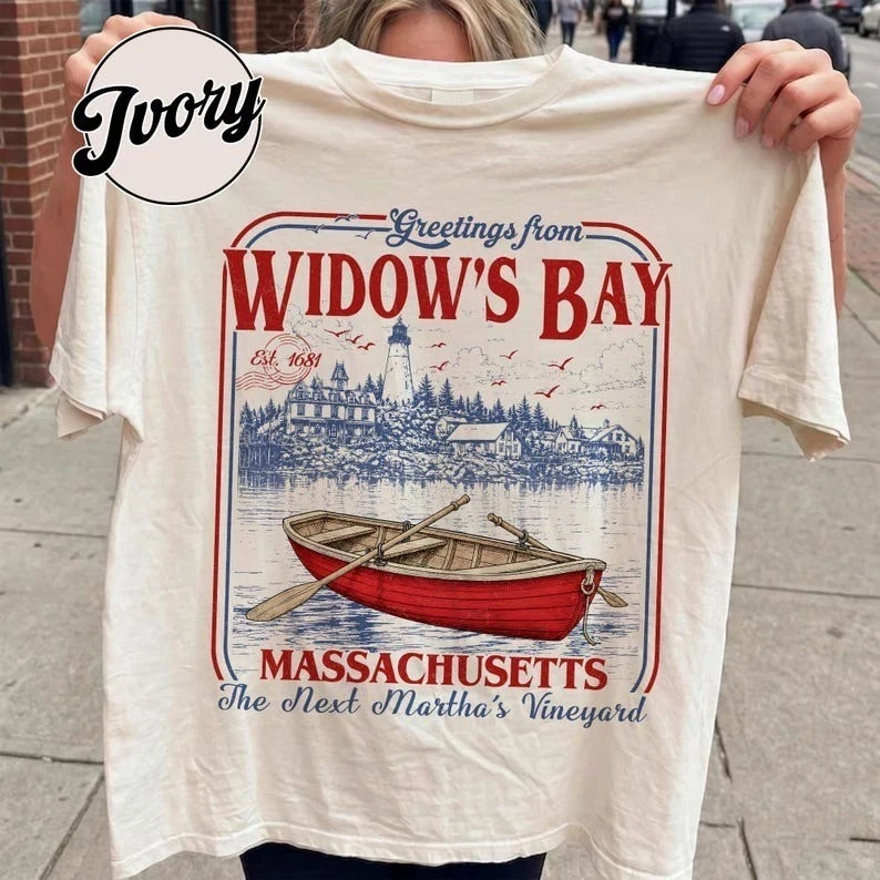Gruß aus Widow’s Bay Vintage-Filmshirt Horror-TV-Show T-Shirt Kurzarm-T-Shirt für Unisex Ganzjährig – Detail 7