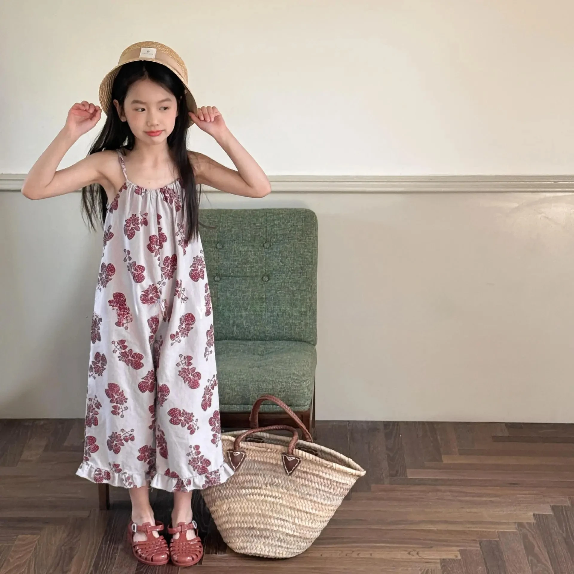 

Children Wide Leg Pants Baby Casual Trousers Girls Clothes 2025 Summer New Girls Loose Sling Pants Fashion Kids Girls Overalls