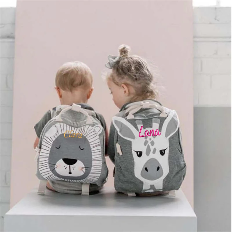 

Personalized Embroidery Children Backpack Animals Design Girl Boys Backpack Toddler Kids School Bag Kindergarten Cartoon Bag