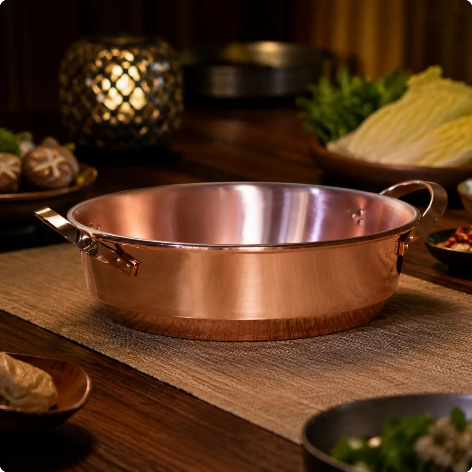 Hot Pot Cooking Vessel Purple Copper with Lid for Simmering Boiling for Home Kitchen Use