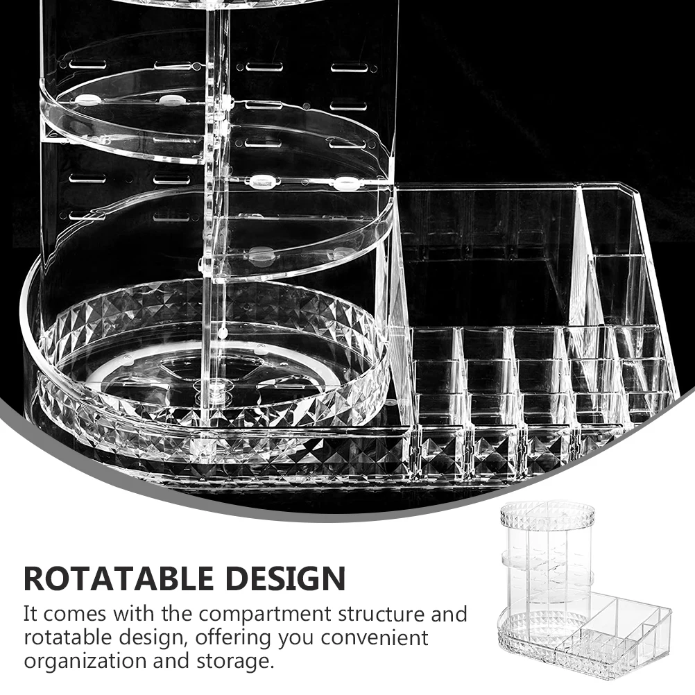 

1pc Desktop Cosmetics Organizer Box Rotatable Compartment Storage Container Durable Compact Holder For Makeup Brushes
