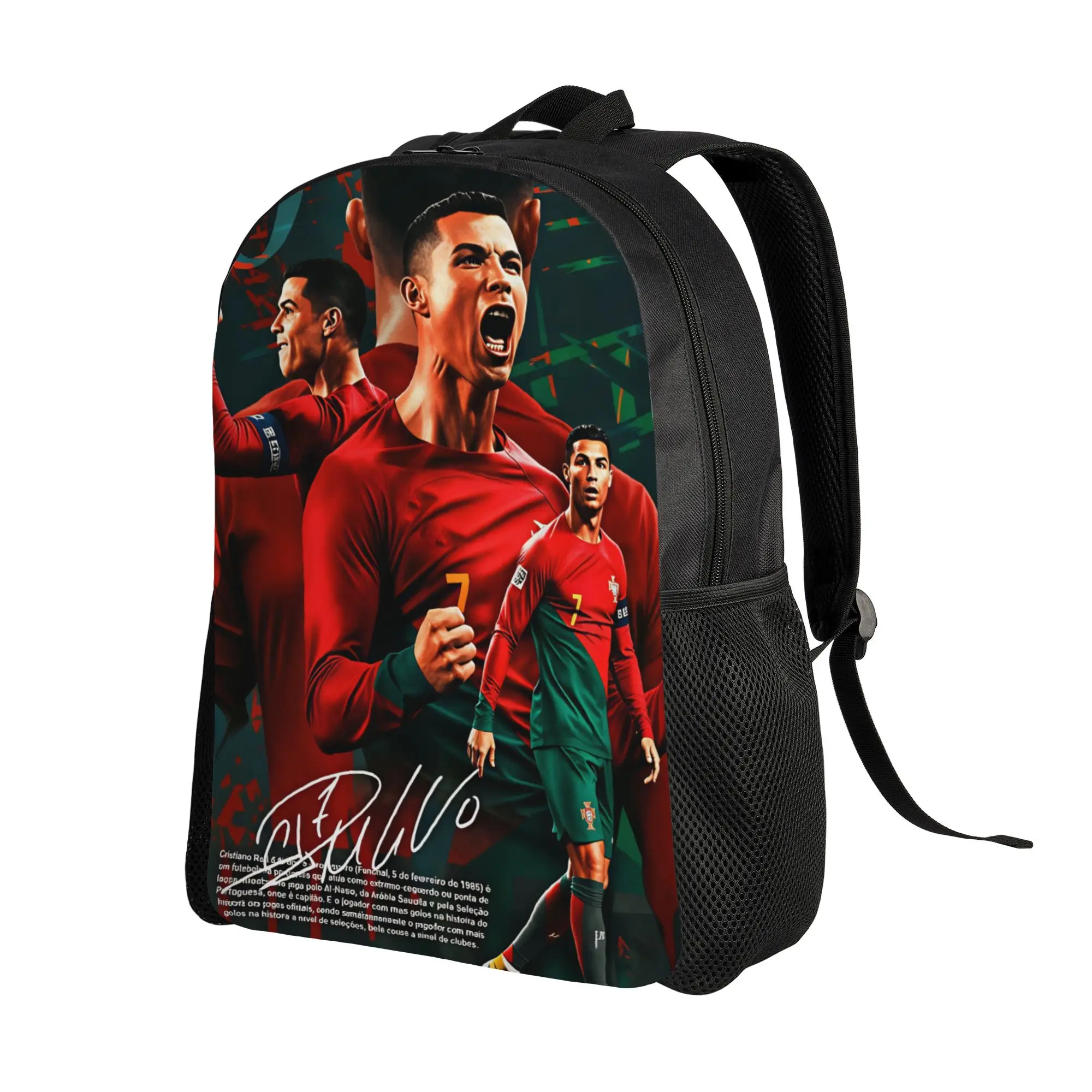 Dynamic Soccer Player Backpack Women R-Ronaldos 2026 Big Backpacks Polyester Pretty High School Bags Camping Colorful Rucksack