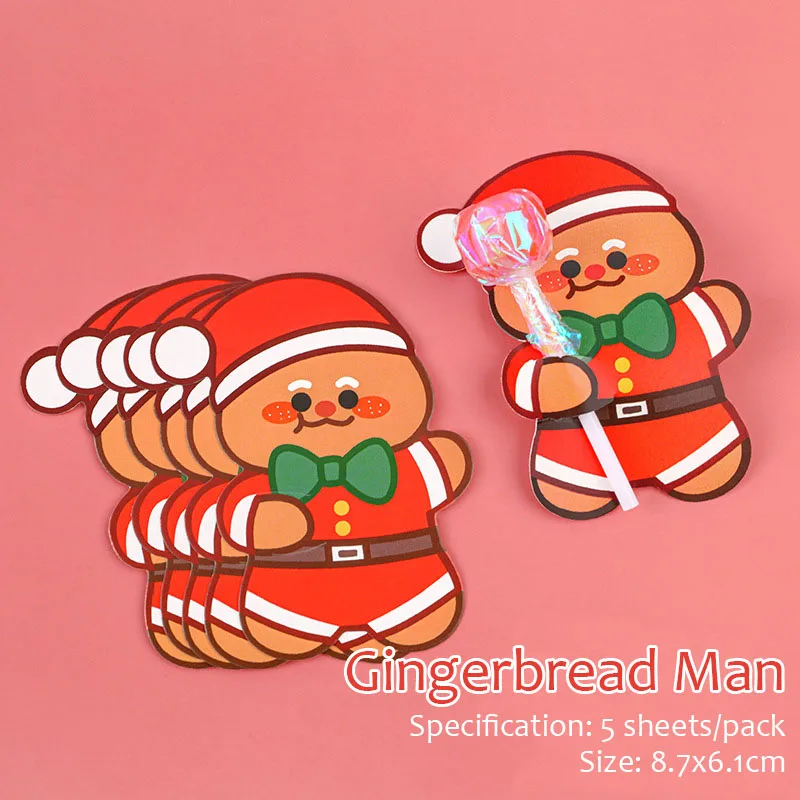 5pcs/Pack Cartoon Christmas Candy Cards Blessing Card DIY Message Decor Greeting Card Christmas Kids Gift