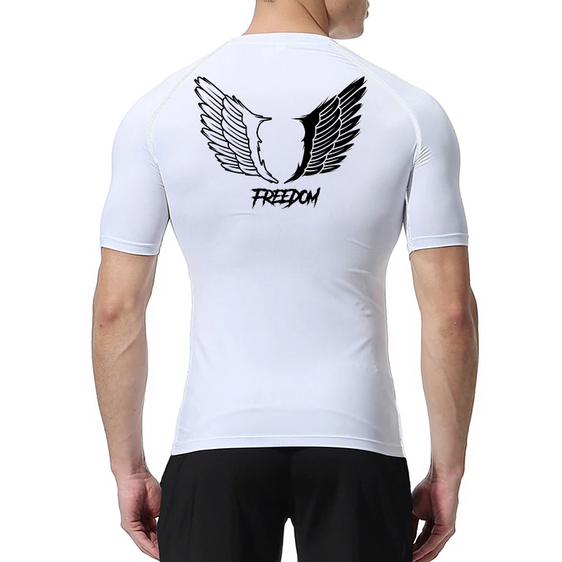 Angel Wings Freedom Print Compression Shirt for Men Sporty Quick Dry Tees Tshirt Tops Gym Workout Running Undershirts Baselayers image 4