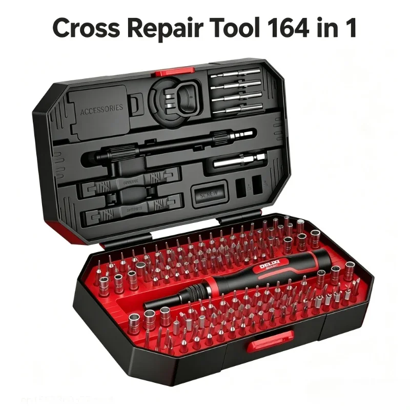 Delixi 164 in 1 Screwdriver Set Precision Disassembly Repair Tool Kit Phillips Screw Tools Hardware Kit Watch Mobile Phone New