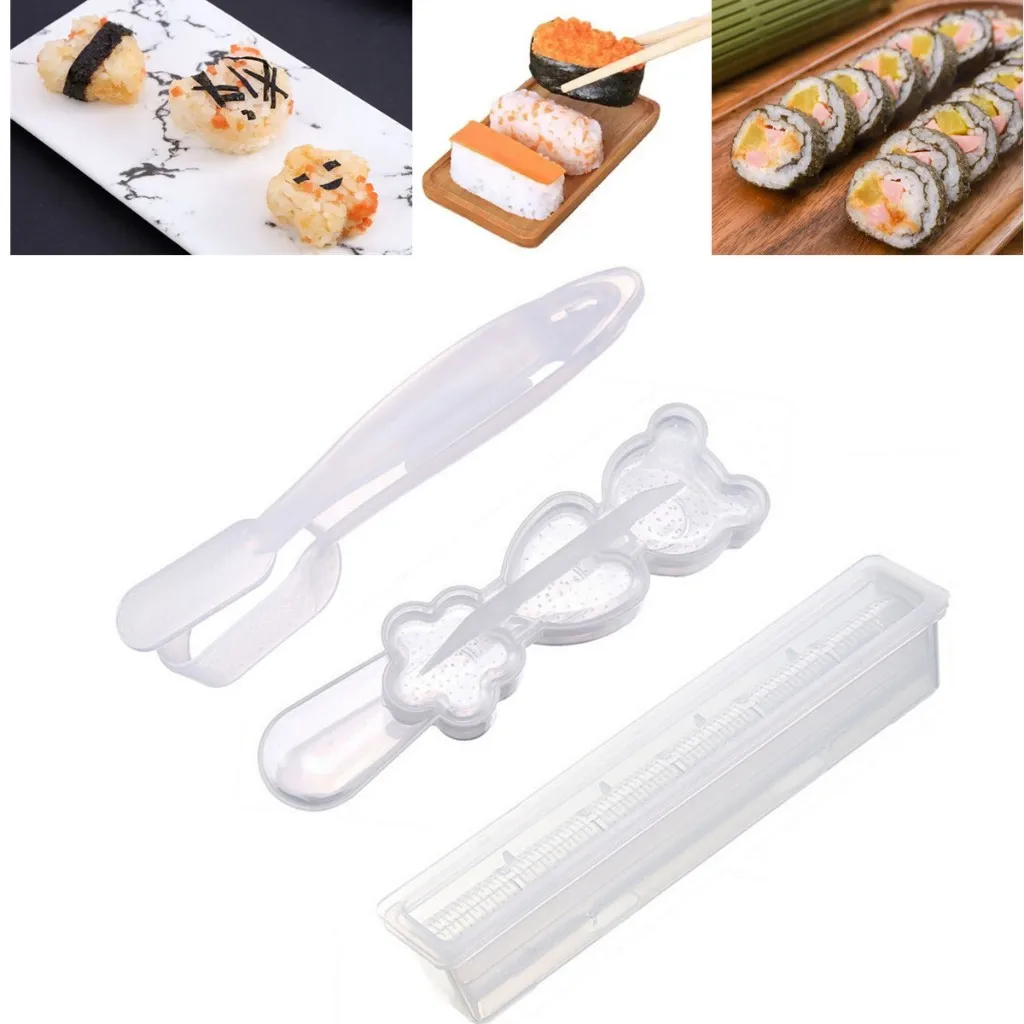 3 unids/set juego de moldes para Sushi, DIY buque de guerra Sushi algas marinas rollo de Sushi oso molde de bola de arroz, molde de arroz prensado de mano