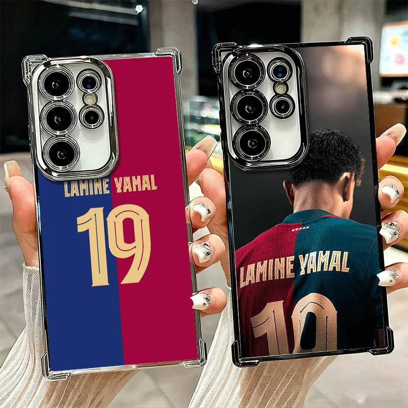 Football Star L-Lamine Y-Yamal Plating Phone Case For Samsung Galaxy S26 S25 Edge S24 S23 Ultra S22 S21 Plus S20 FE Anti-Fall Pr