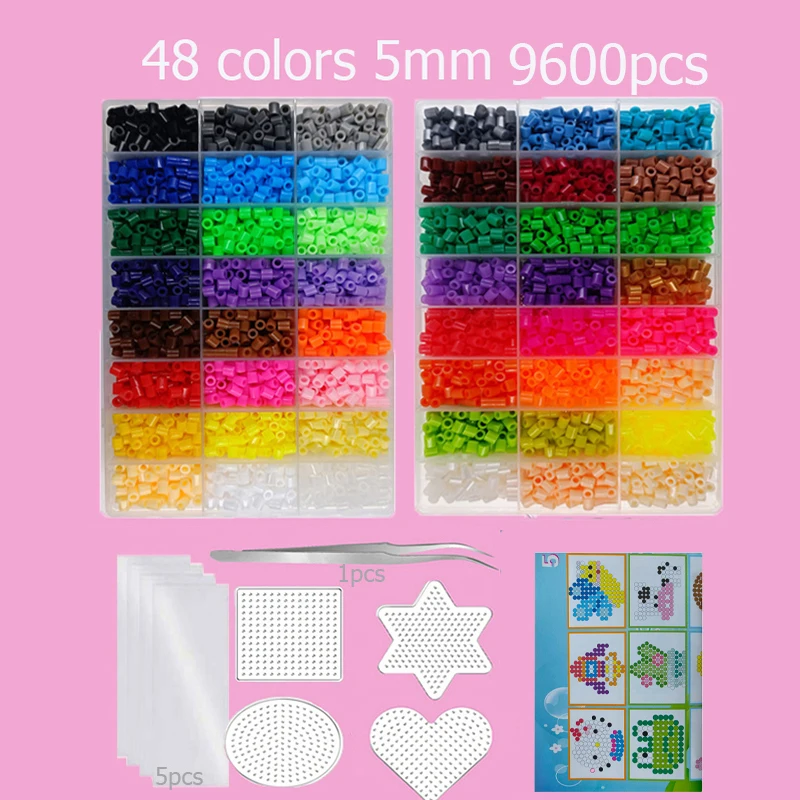 Hama Beads Box Thermomosaik-Bügelperlen, Bügelperlen, Schmelzperlen, DIY-Spielzeug, 24 48 72 Farben 2,6MM 5MM
