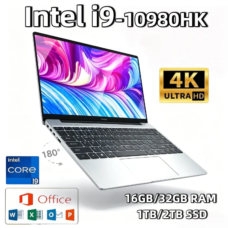 

14.1 Inch Intel Core i9 10980HK Windows 11 Pro Laptop 32GB DDR4 2TB SSD Gaming Office PC Gamer Portable Notebook Computer