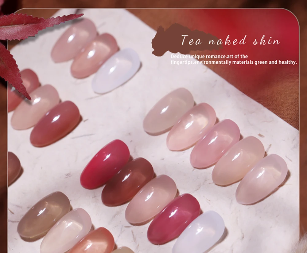 Vendeeni 24 Farben Nude Pink Hautfarben Jelly Gel Nagellack Transparenter UV Soak Off Gel Lack Jade Fat Nail Art Gel Lack – Detail 7