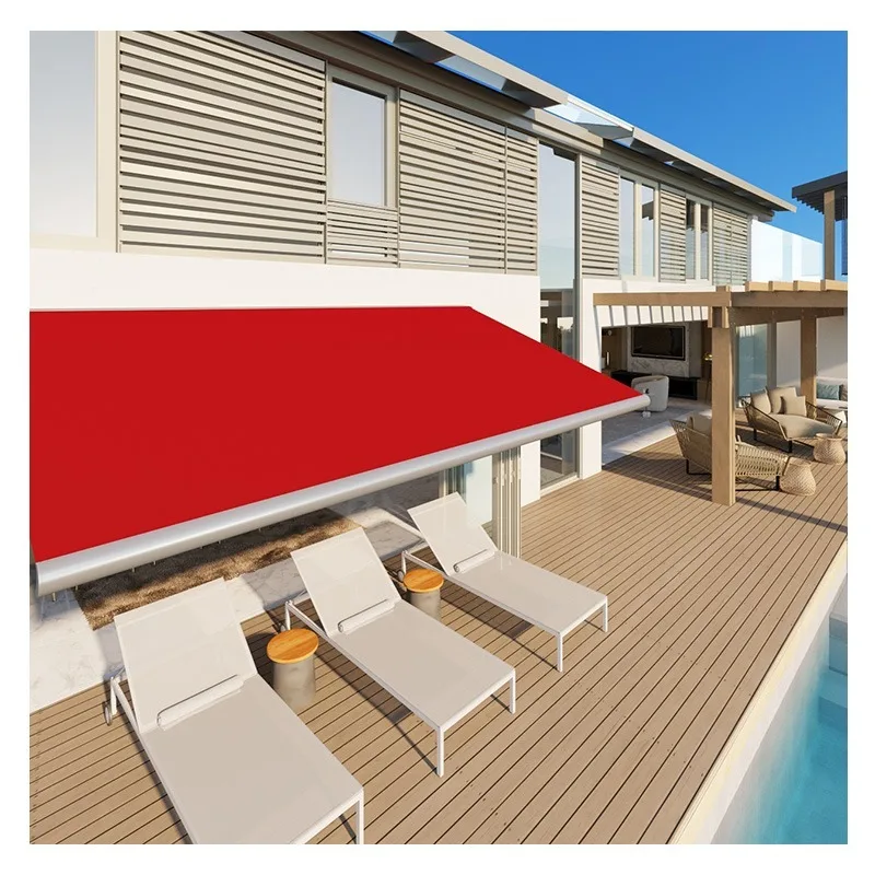 Aluminum Alloy Curved Arm Electric Remote Control Folding Sunshade Rainproof Outdoor Retractable Patio Awning Balcony Shade