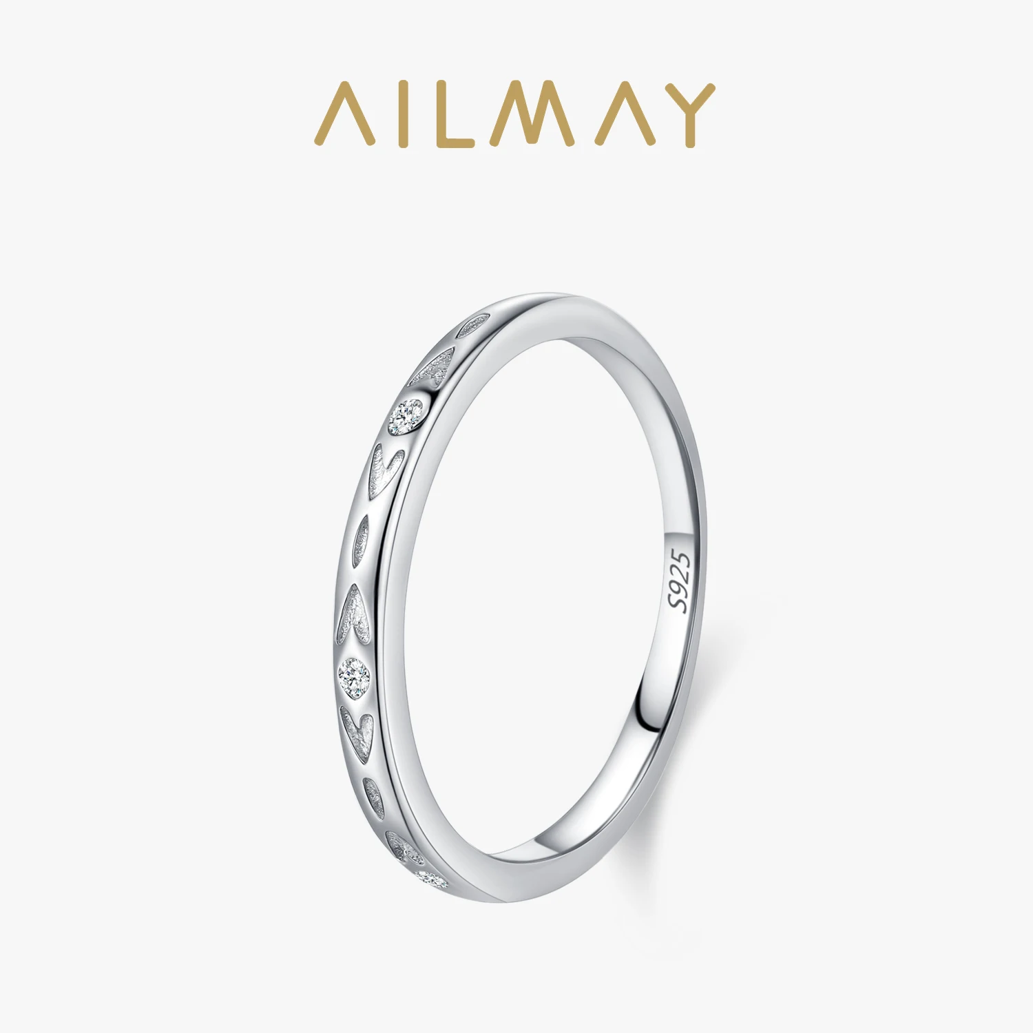 Ailmay Elegant 925 Sterling Silver Heart-shaped Ring For Women's Everyday, Vacation And Dating Wear, Gift