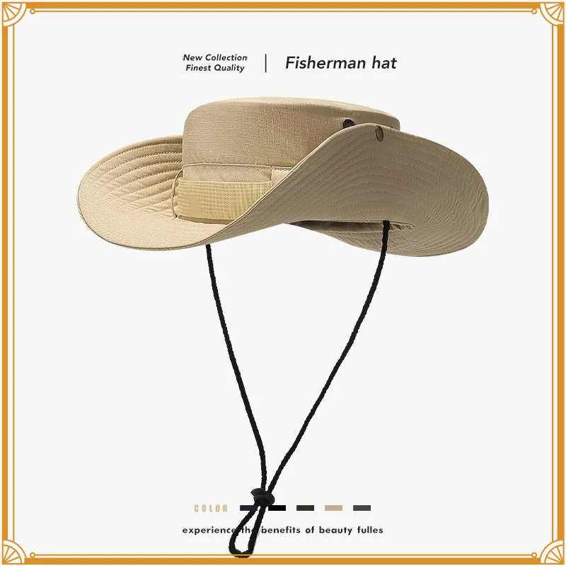 UV-Schutz Sommer Outdoor Angeln Wandern Cowboyhut Herren Sonnenschutz Fischerhut Atmungsaktiver Sonnenschutzhut Westernhut