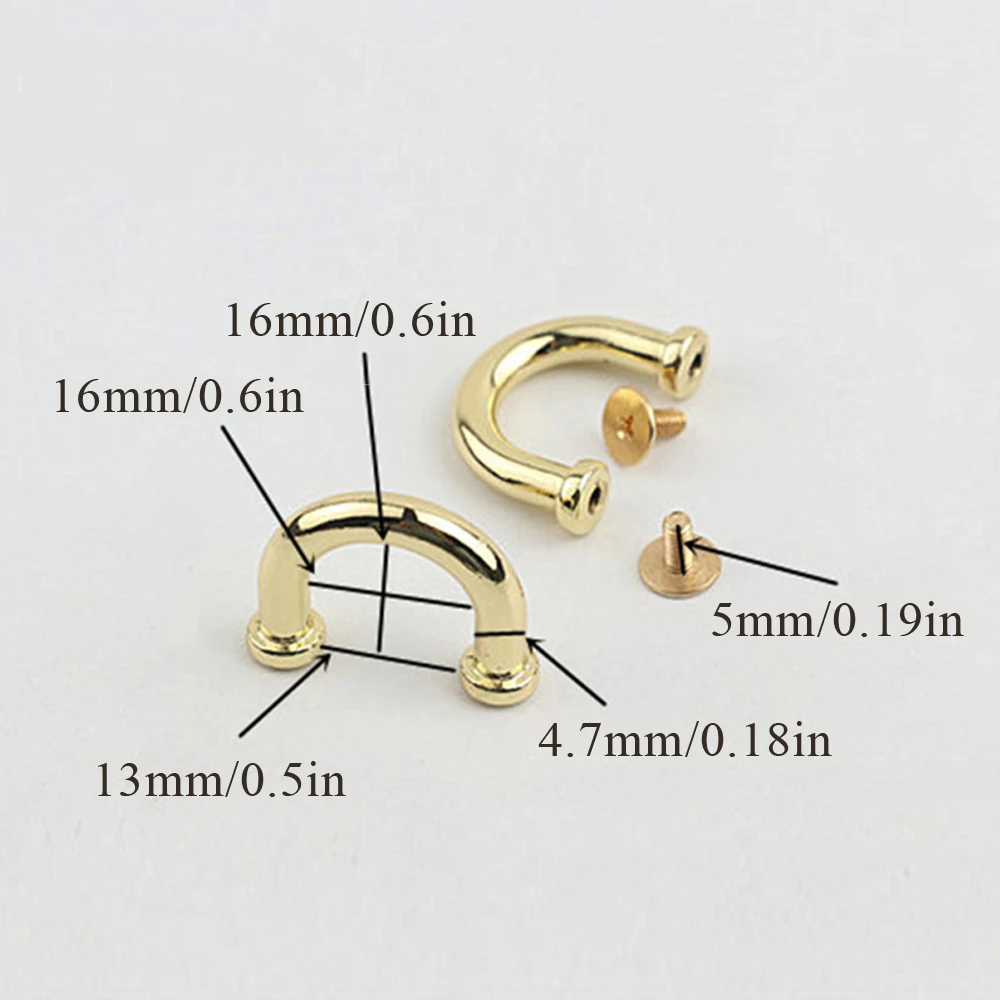 2Pcs Metal Buckles Fashion D-ring Bag Arch Bridge With Screw Connector Hanger For Belt Strap DIY Leather Craft Bag Strap Hanger