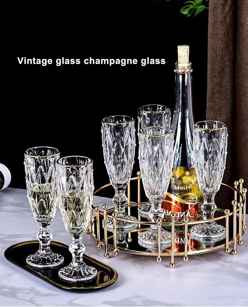 Vintage Glass Champagne Glass Champagne Wine Glasses Wineglass Whiskey Cup Cups Drinking Goblet Luxury Set Crystal Barware Bar