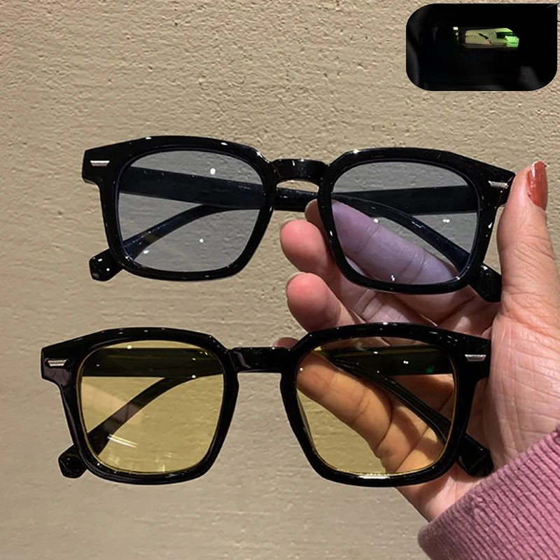 Fashion Retro Square Sunglasses Colorful Lens Black Transparent Frame Sun Glasses Outdoor Sports Ridding Women Men Eyewear