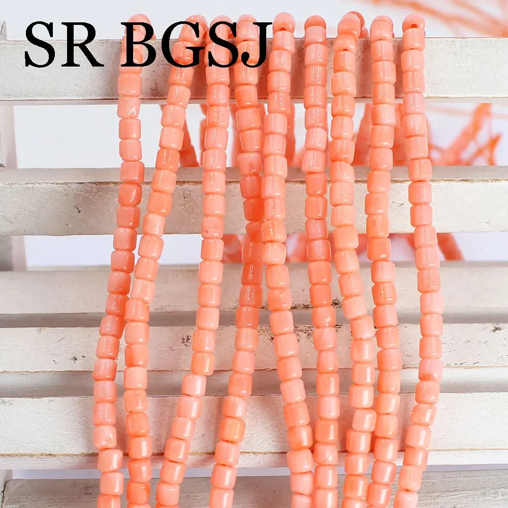 3x3mm Mini Column Orange Keshi Rondelle Drum Jewelry DIY Loose Genuine Natural Spacer Coral Beads 15\