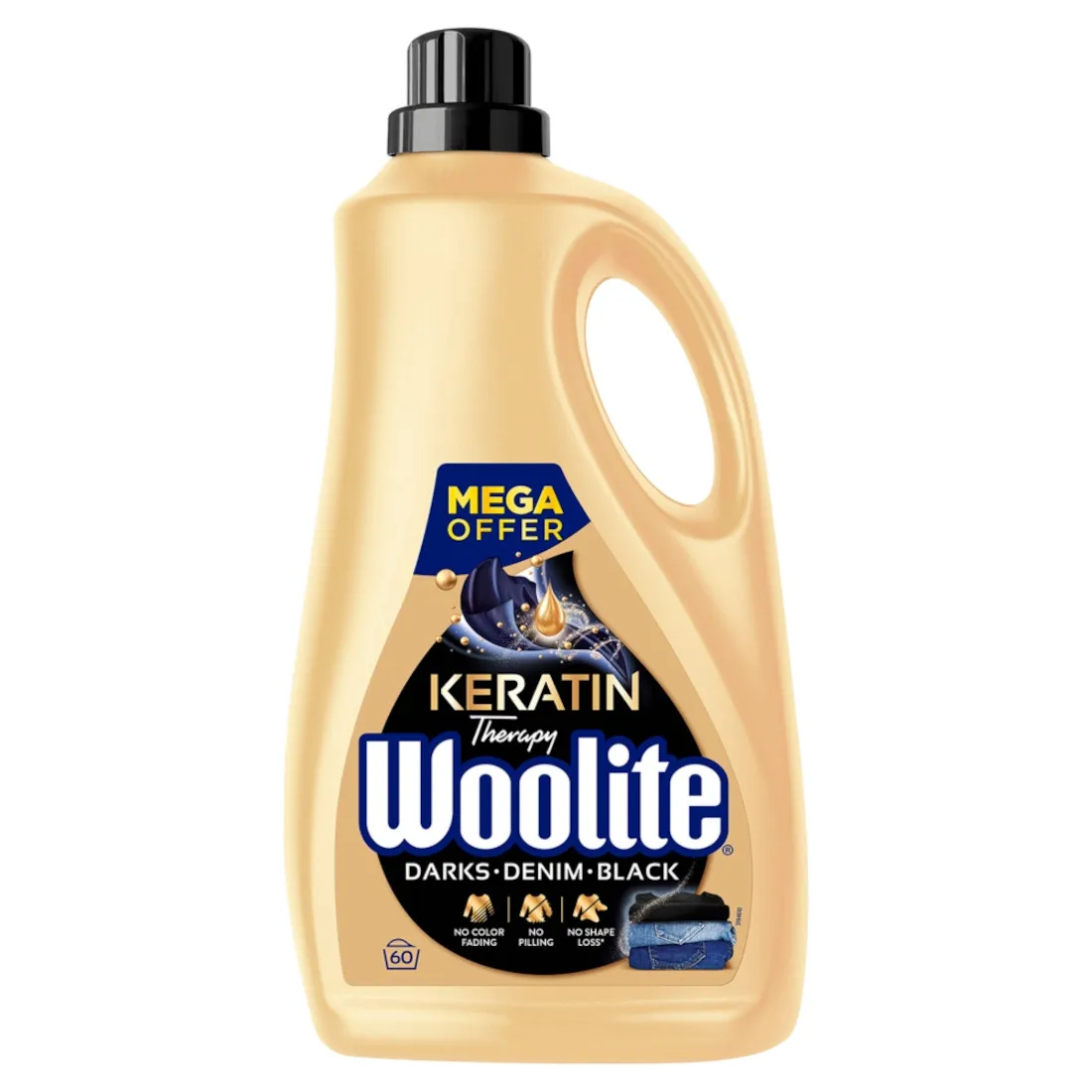 Woolite Keratin Therapy Zwart Wasmiddel, 60 wasbeurten, 3,6 L