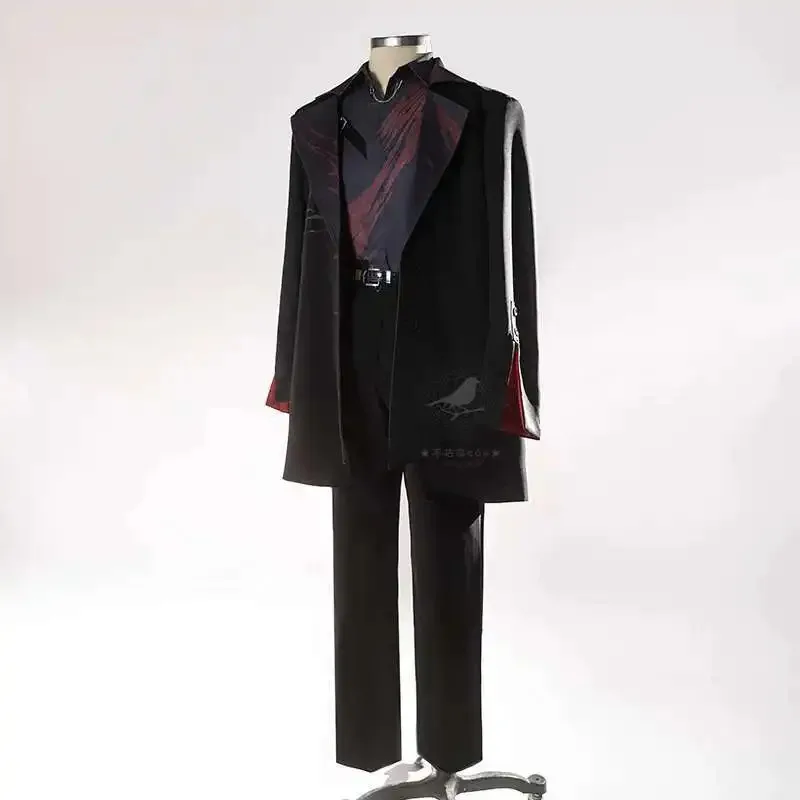 

Game Love and Deepspace Sylus Relentless Conqueror Cosplay Costume Men Wig Crimson Veil Uniform Suit Onychinus Halloween Part AK