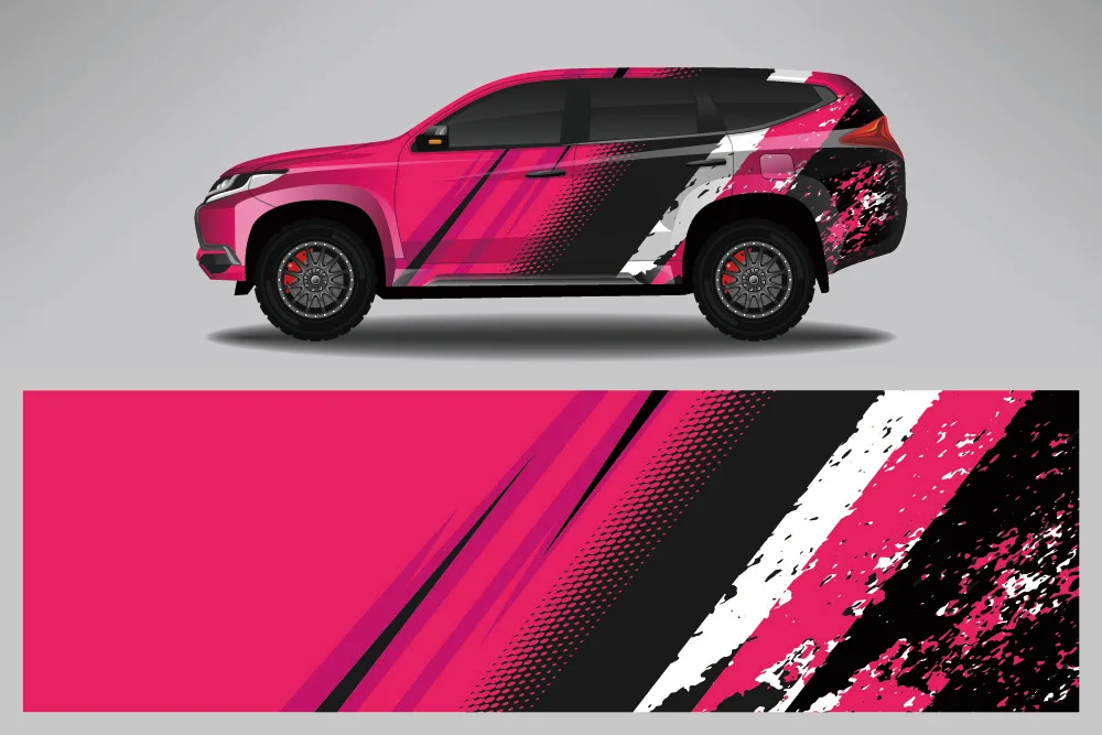 Broken Pattern Racing Car Graphic Decal Full Body Vinyl Wrap Modern Design Vector Image Full Wrap Sticker Decorative Car Decal