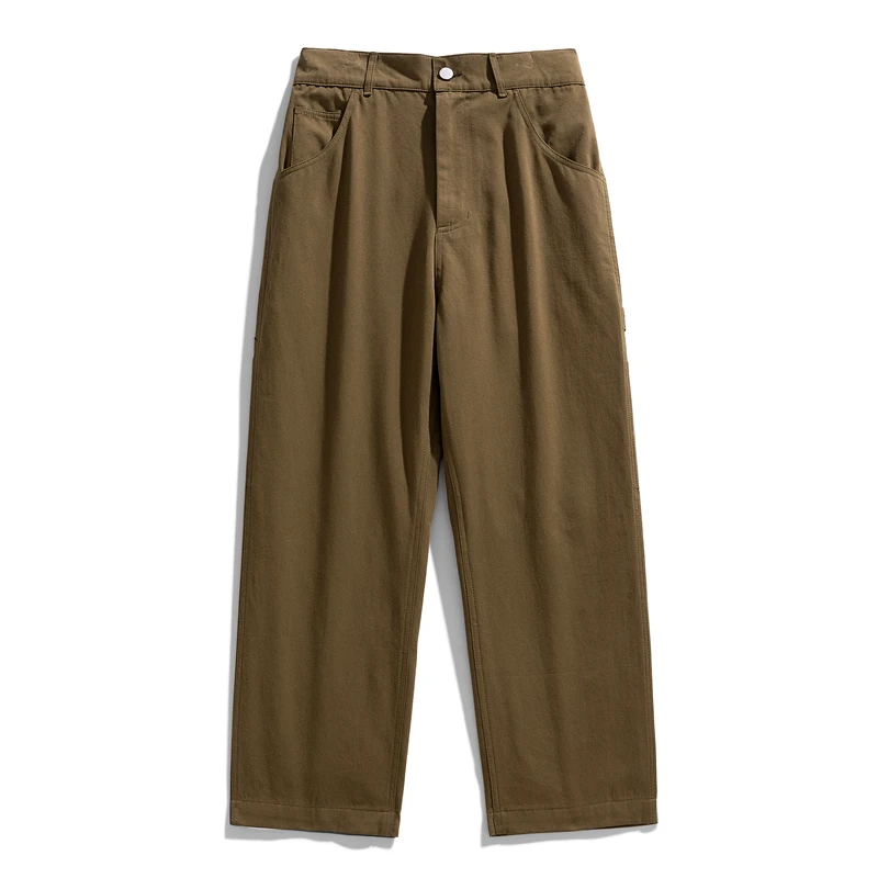 Pantalones de pierna recta Retro para hombre, pantalones Cargo de algodón puro, ropa de calle, pantalones holgados de gran tamaño, lavados, clásicos, Jogging, otoño