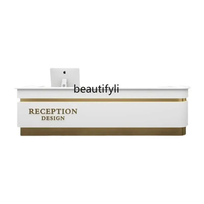 

Company front desk reception desk simple modern beauty salon clothing store checkout page corner bar desk