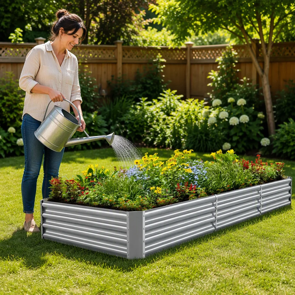Factory Custom Modular Corrugated Steel Raised Garden Bed,  Galvanized Metal Planter Box for Home Backyard Vegetable Growing