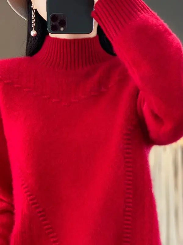

Sweaters Jumpers Pullovers Women Damen For Pink Gothic Knitted Collar Base Layer BF Y2K Work OL Professional Simple Clean Autumn