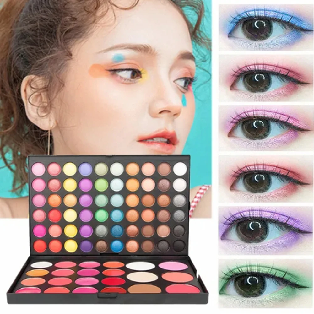Kit de maquillaje multifunción de 82 colores, caja completa de sombra de ojos en polvo, colorete, lápiz labial, maquillaje para mujeres principiantes, paleta portátil de viaje
