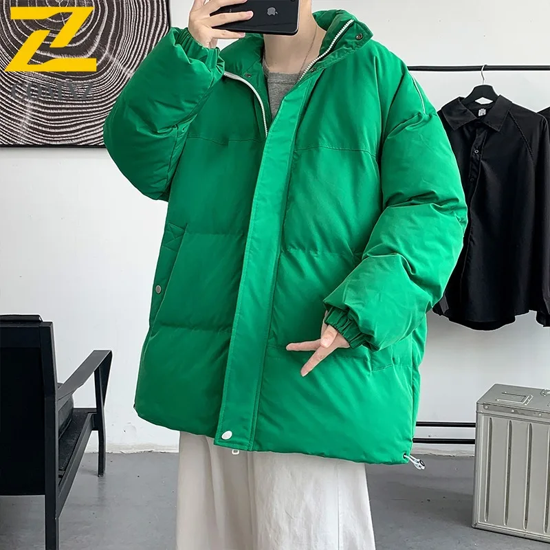 COMXZ Men Cotton-Padded Down Jacket Autumn Winter Ins Hong Kong Style Trendy Brand Loose Fit Plus Size Bread Stand Collar  Coat