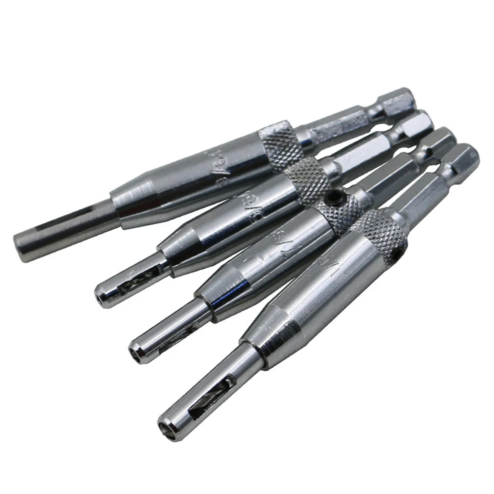 

4 pcs Woodworking Self Centering Drill Bits Hinge Bit Set for Door Hinges Precise Drilling Durable Brass Body Easy