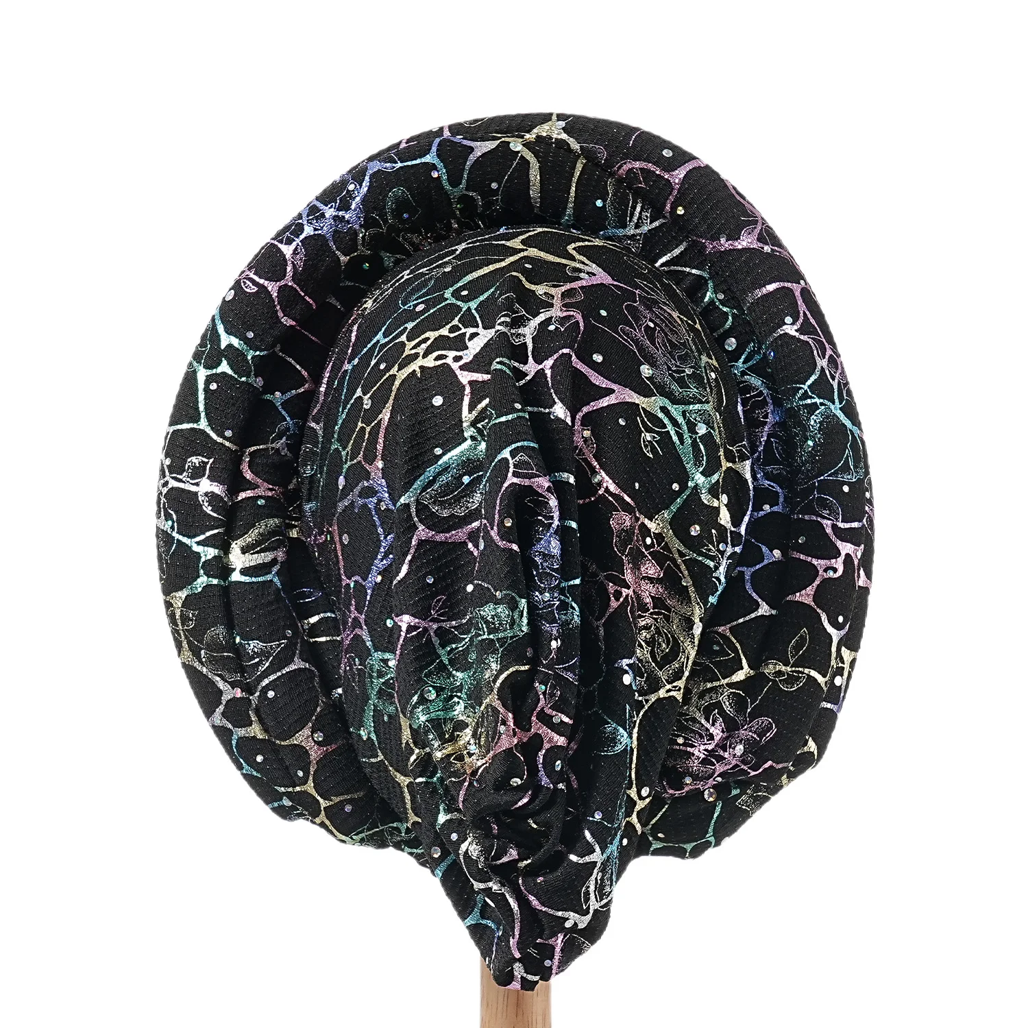 Motorhaube für Damen, Mütze, Turban, gefaltet, Knospe, exquisites Kopftuch, lässig, bequem, modisch, vielseitig, warm, Kreuzhut, Rand, Falten, Spitze – Detail 5