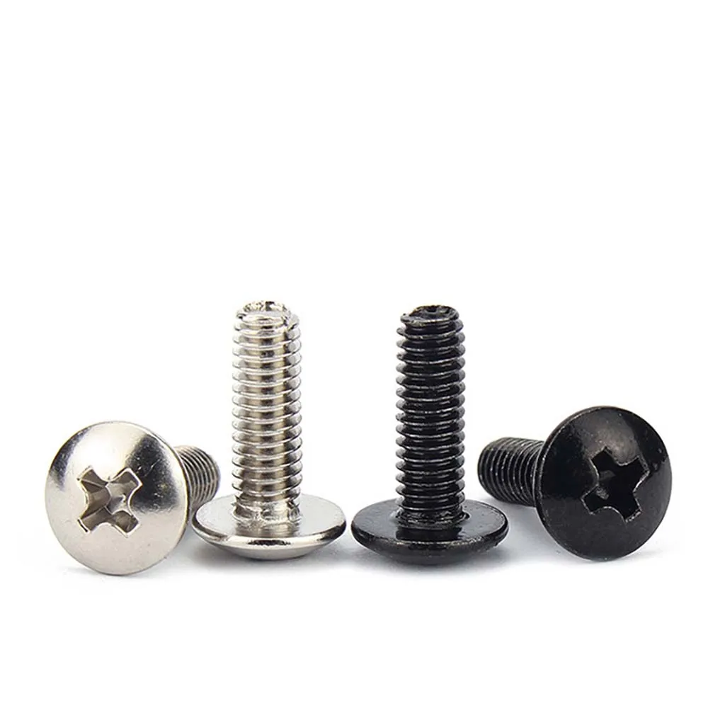 50/100Pcs Phillips Mushroom Head Machine Screws M2 M2.5 M3 M4 M5 M6 Carbon Steel Cross Recessed Half Round Head Bolts L=3-50mm