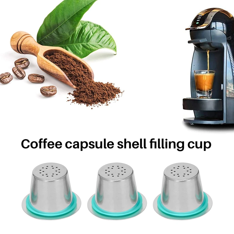 Stainless Steel Metal Reusable For Nespresso Capsule With Press Coffee Grinds Stainless Tamper Coffee Pod For Nespresso Machine