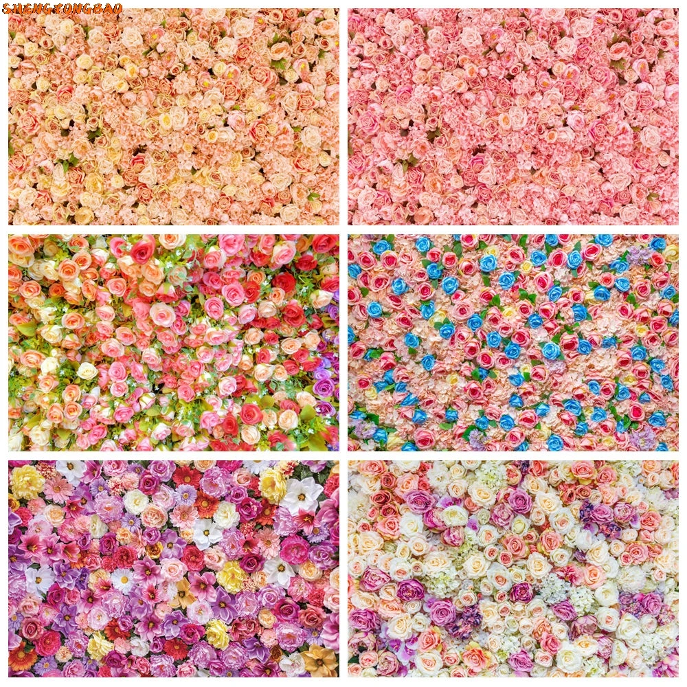 

Spring Flower Photography Backdrop Flower Wall Baby Birthday Portrait Wedding Bridal Shower Background Decor Photo Studio Props