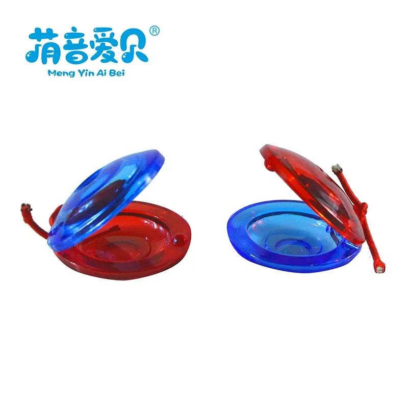 

6Pcs Plastic Children's Percussion Instruments Handheld Round Dance Boards Transparent Red Blue Orff Castanet for Preschool