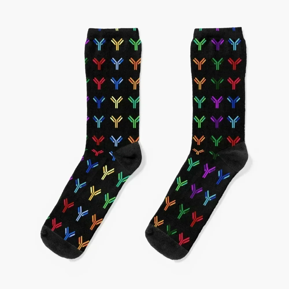 

Cartoon Antibodies - Pattern, Black Background Socks Hiking boots colored christmas gifts Run Socks Men Women's