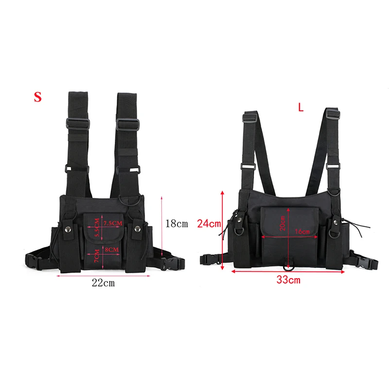 Functional Tactical Chest Bag For Woman Fashion Bullet Hip Hop Vest Streetwear Bag Waist Pack Unisex Black Chest Rig Bag ZY988