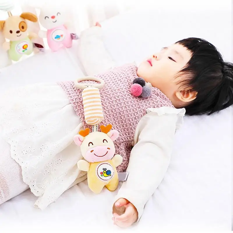 Cartoon Animal Doll Baby Mobiles Hanging bed Bell Newborn Baby Rattles Plush Stroller Toy Educational Baby Toys 0-24 Months