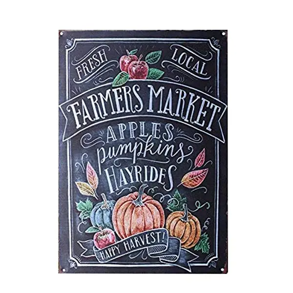 

Винтажный Ретро фон для украшения фермерского рынка яблоки тыквы Hayrides настенный Декор для дома бара 8x12 дюймов