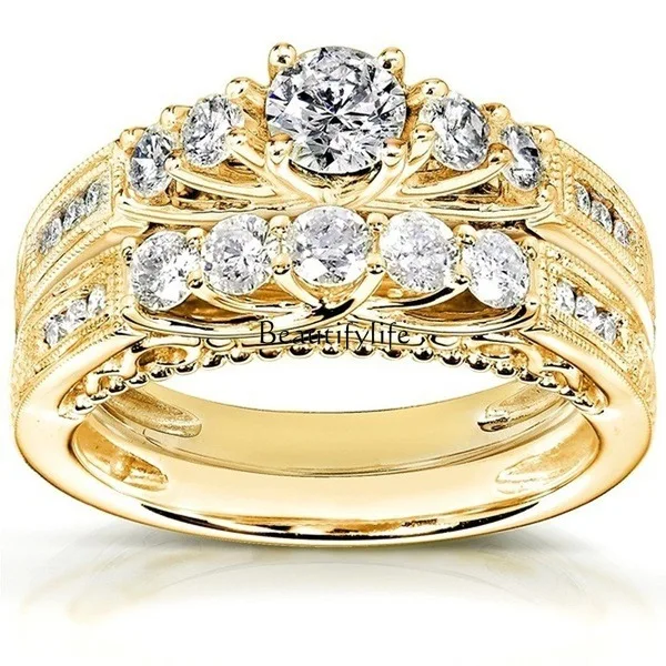 

Two-piece gold-plated zircon personalized fashion jewelry