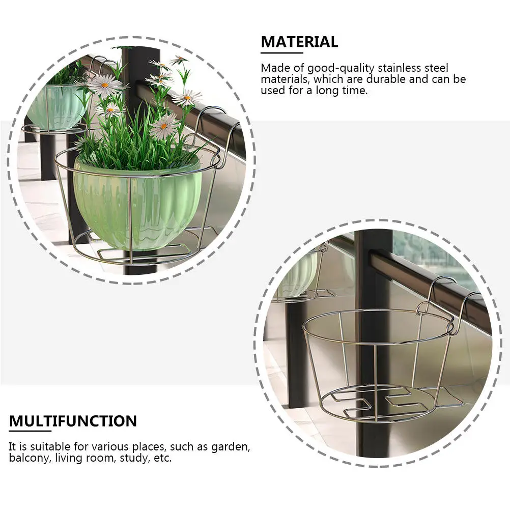 2Pcs Balcony Flowerpot Hanging Rack Premium Iron Plant Pot Holder for Garden Yard Living Room Study Space Saving Decorative