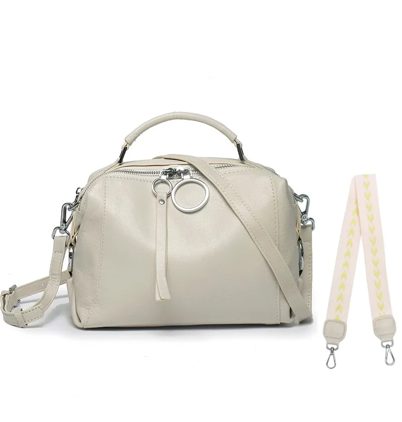 Nesitu Black White Red Brown Blue Elegant Small Genuine Leather Handbag Crossbody Women Shoulder Messenger Bag Simple M5005