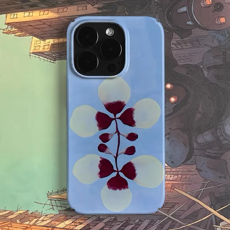 

Ins Small Fresh Blue Flower Art Case for IPHONE 17 16 ProMax 15 14 Plus 13 12 MINI 11 PRO 16Plus XR XS MAX Acrylic Phone Cover
