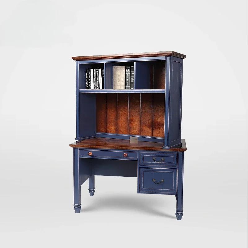 American solid wood simple office combination desk European Mediterranean study table writing desk