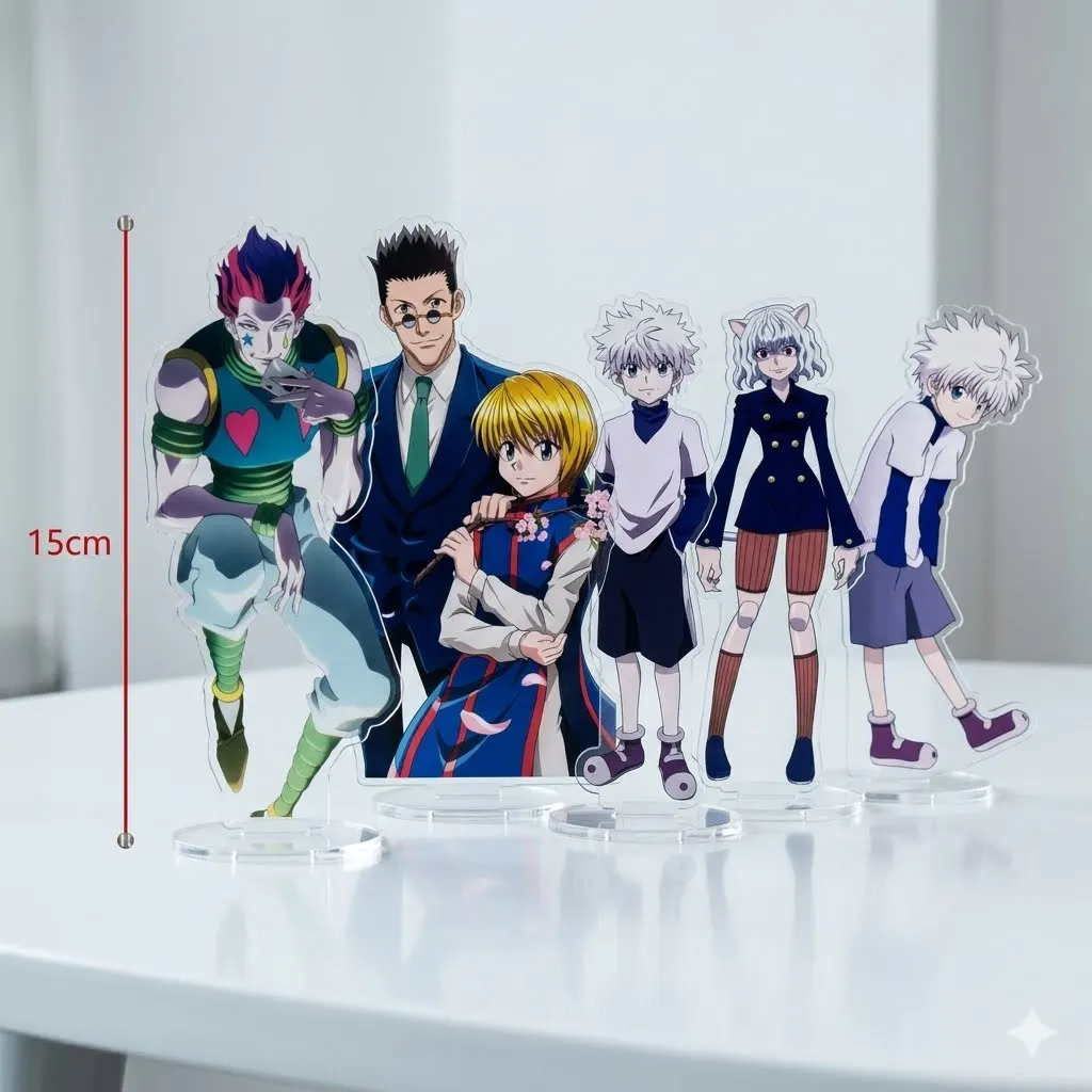Anime Hunter X Hunter Keychain Acrylic Stand 15cm Gon Freecss Killua Zoldyck Kurapika Leorio Hisoka Figure Desktop Model Toy
