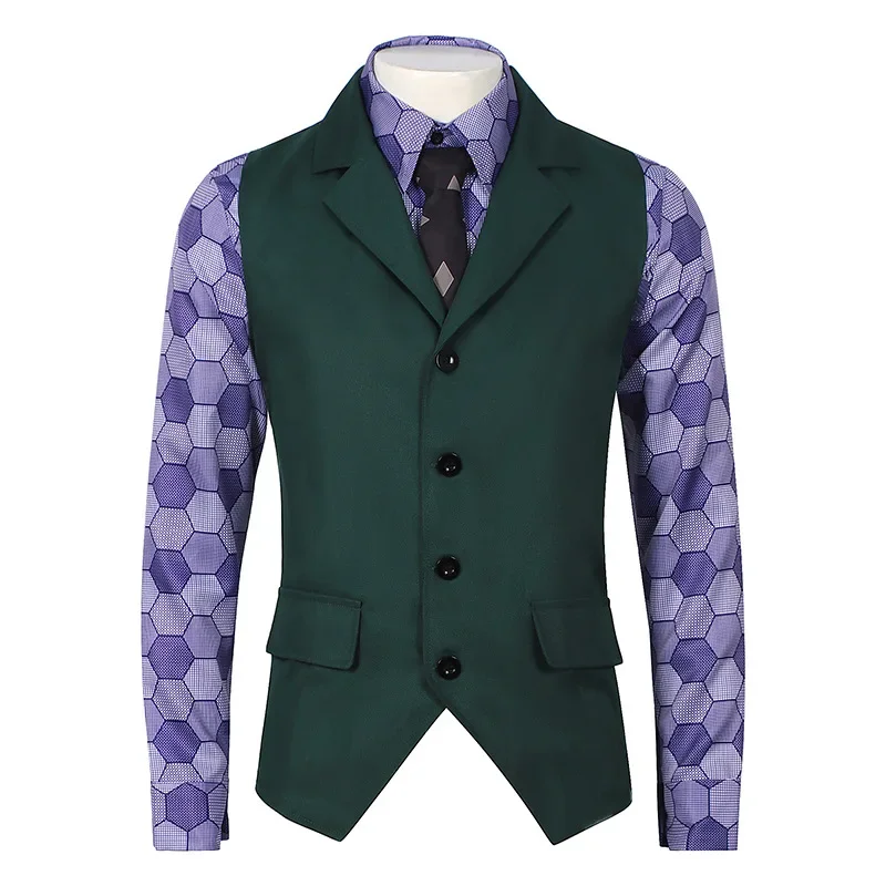

Halloween Adult Shirt Set Dress Up Party Clown Shirt Cosplay Dark Joker Costumes Purple Jacket Suit 2025 New