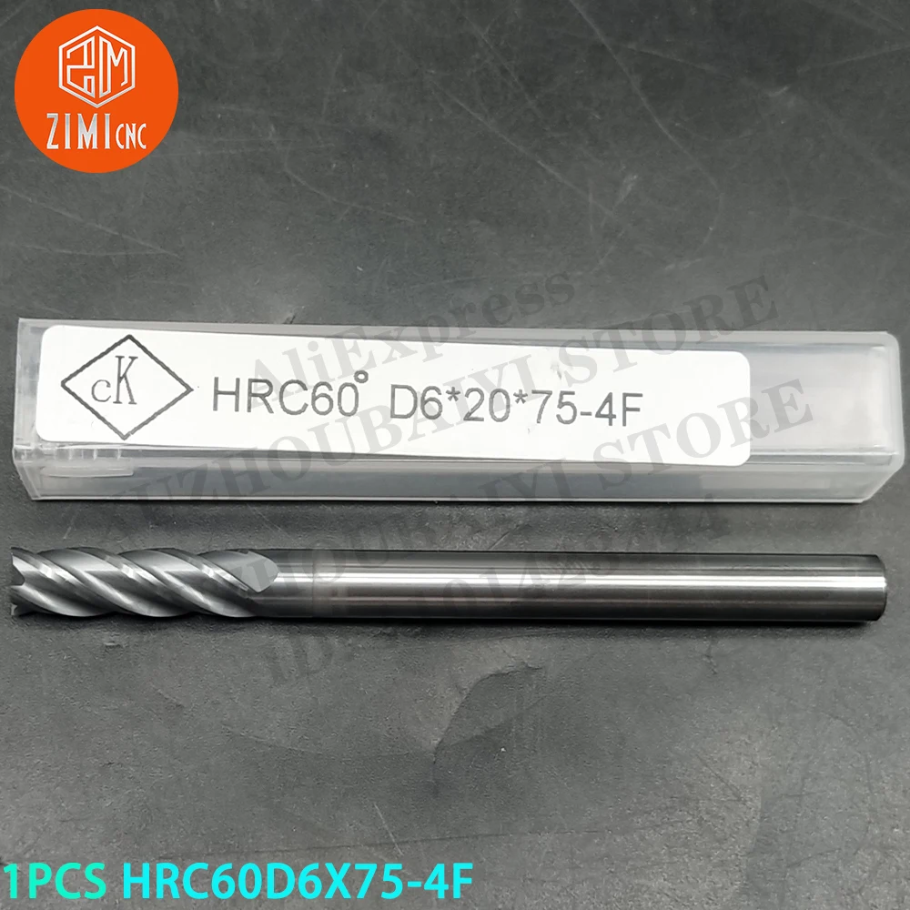 1 قطعة HRC60 D6X75-4F حديدعالى السرعه نهاية مطحنة مخرطة معدنية أداة CNC أدوات قطع الطحن القابلة للفهرسة ميكانيكي HRC60 D6X75-4F لجنة حقوق الإنسان
