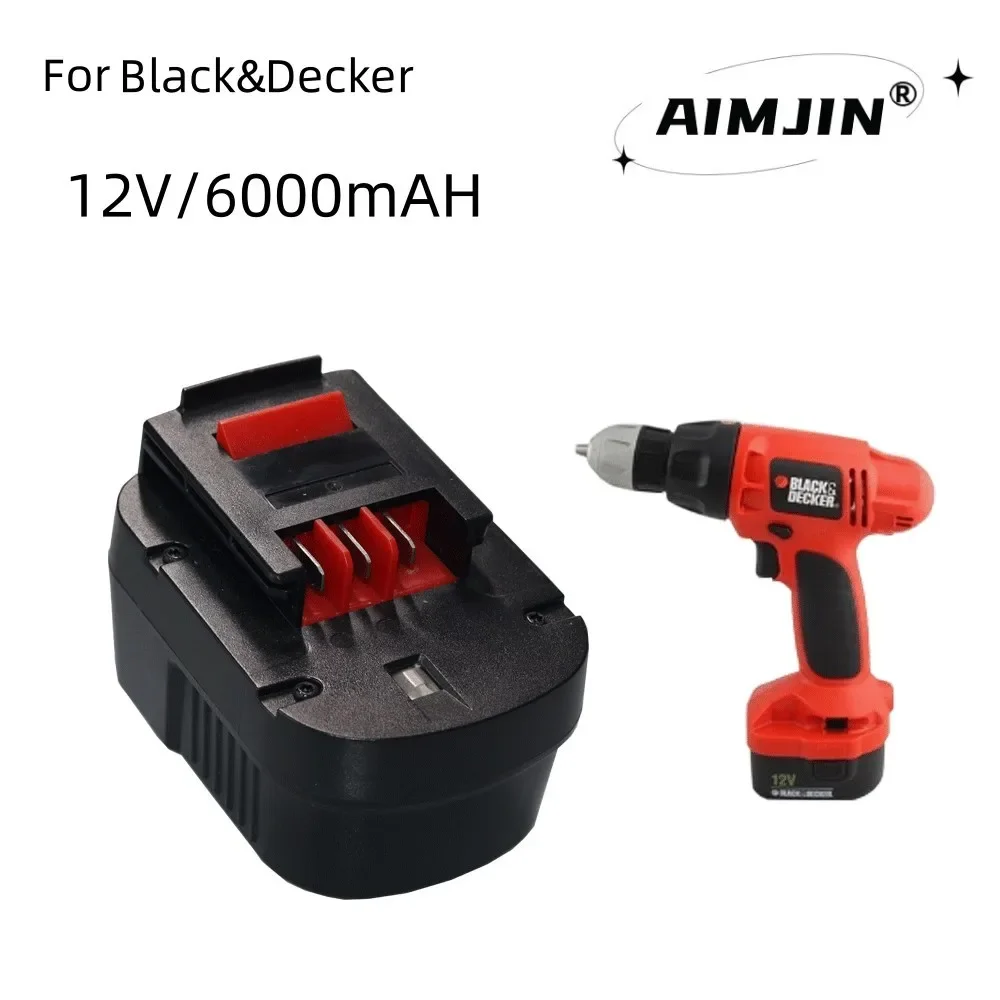 

12V 6000mah Rechargeable Battery for Black&Decker A12 A12EX FSB12 FS120B A1712 HP12K HP12 Replacement Drill Battery